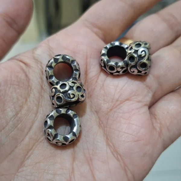 316 stainless steel rondelle retro big hole beads | manik stainless rondel besar