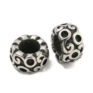 316 stainless steel rondelle retro big hole beads | manik stainless rondel besar