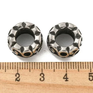 316 stainless steel rondelle retro big hole beads | manik stainless rondel besar
