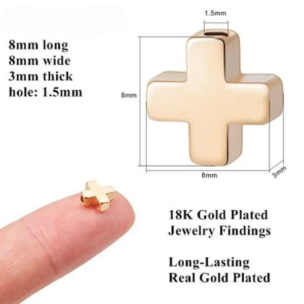 18k gold plated brass cross beads | manik bentuk salib atau +