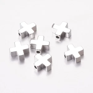 18k gold plated brass cross beads | manik bentuk salib atau +