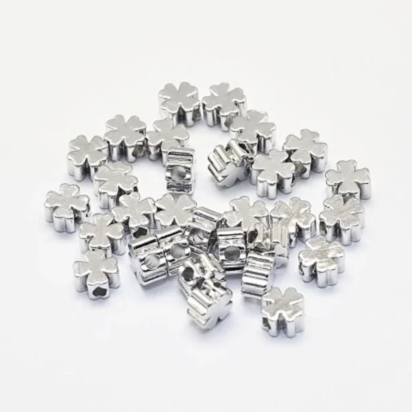Brass real platinum plated clover beads | manik clover platinum
