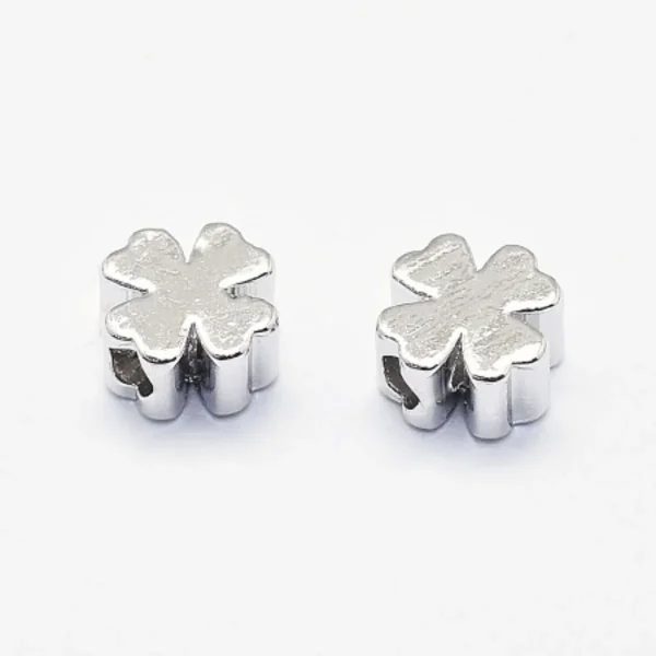 Brass real platinum plated clover beads | manik clover platinum