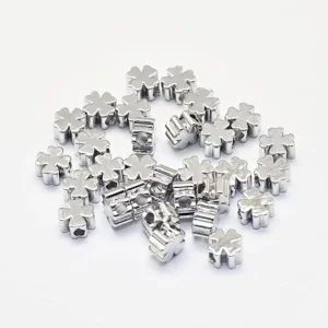 Brass real platinum plated clover beads | manik clover platinum