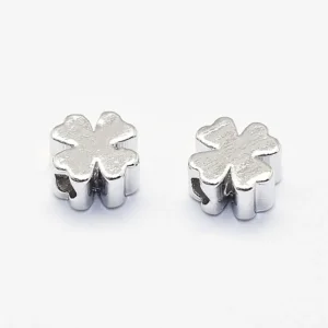 Brass real platinum plated clover beads | manik clover platinum