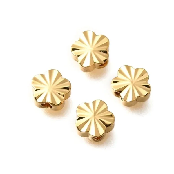 18k gold plated flower motif spacer beads