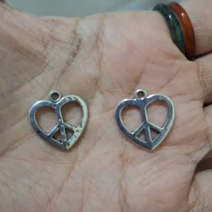 Metal alloy peace heart charm