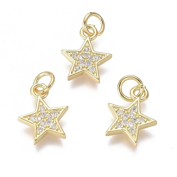 Mixed Color brass cz star beads | manik bintang zircon