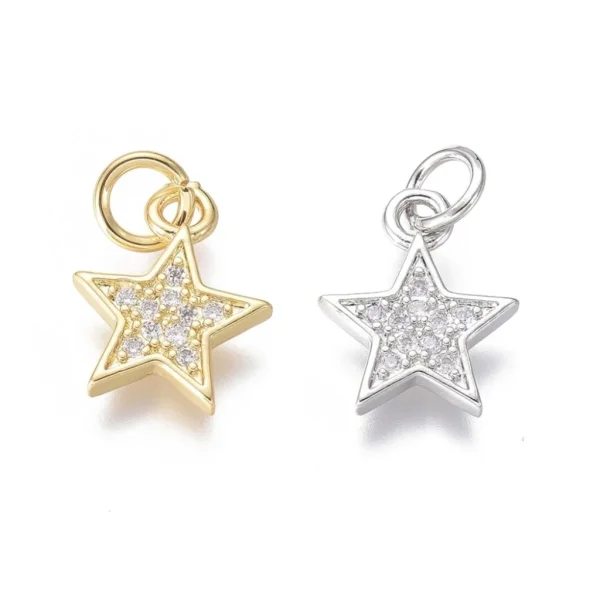 Mixed Color brass cz star beads | manik bintang zircon