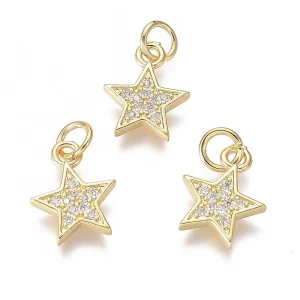 Mixed Color brass cz star beads | manik bintang zircon