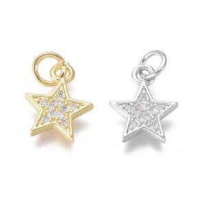 Mixed Color brass cz star beads | manik bintang zircon