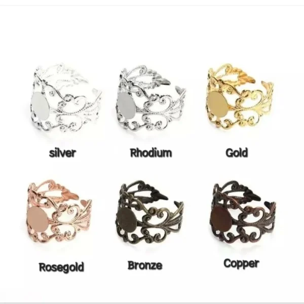 Metal alloy filigree ring setting | setting cincin