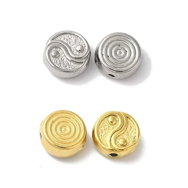 304 stainless steel flat round with yin yang | manik pembatas yin yang stainless