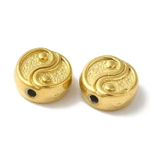 304 stainless steel flat round with yin yang | manik pembatas yin yang stainless
