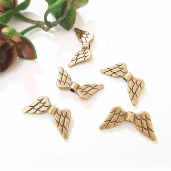 Metal alloy bronze wings beads