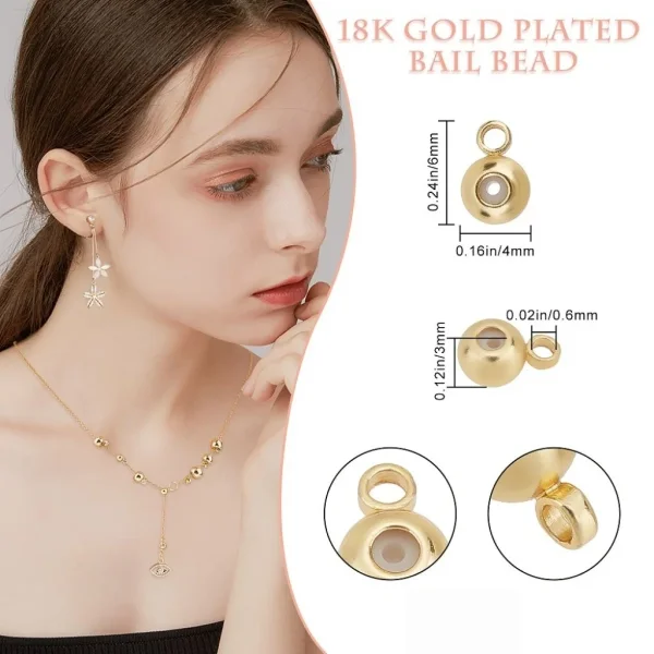18k gold and platinum plated brass Tube Bails loop bails | manik cantolan charm pendant (harap deskripsi dibaca)