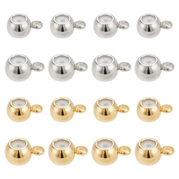 18k gold and platinum plated brass Tube Bails loop bails | manik cantolan charm pendant (harap deskripsi dibaca)