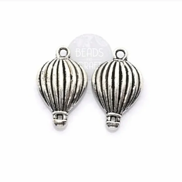 Metal alloy antique silver hot air balloon charm