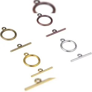 Metal alloy simple round toggle clasp