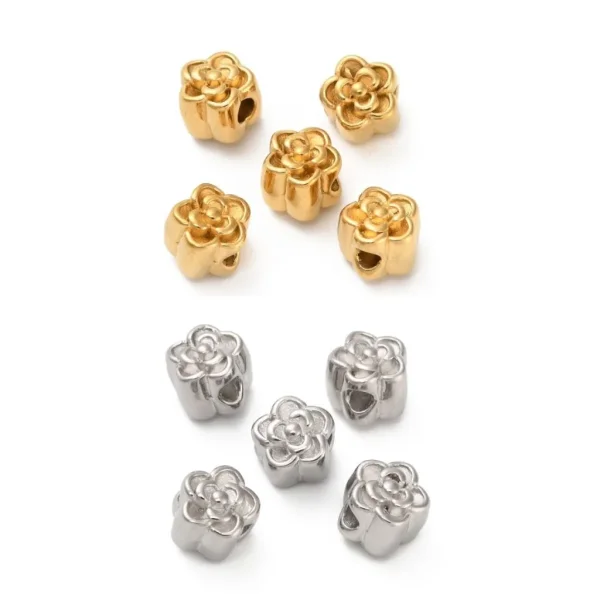 304 stainless steel flower shape spacer beads | manik stainless bentuk bunga ukuran dideskripsi