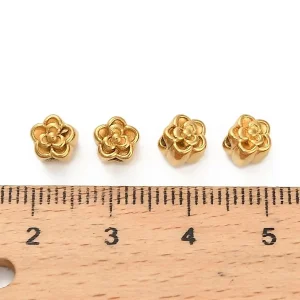 304 stainless steel flower shape spacer beads | manik stainless bentuk bunga ukuran dideskripsi