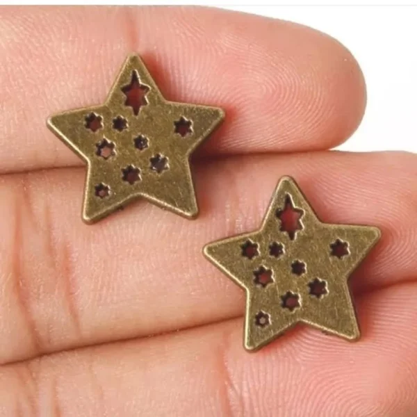 Metal alloy bronze stars charm