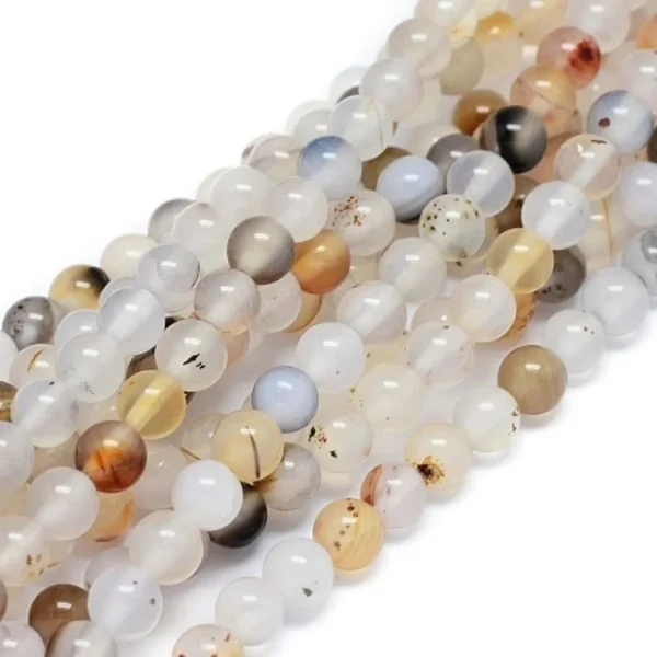 Natural dendritic agate round beads