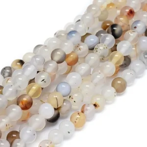 Natural dendritic agate round beads