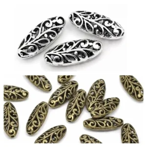 Metal alloy oval filigree beads | manik oval