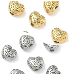304 stainless steel ion Plating heart spacer beads | manik stainless hati