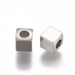 304 stainless steel small cube beads | manik kubus kecil stainless