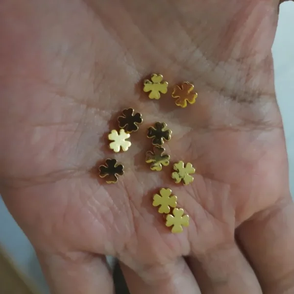 18k gold plated brass clover beads | manik clover lapis emas