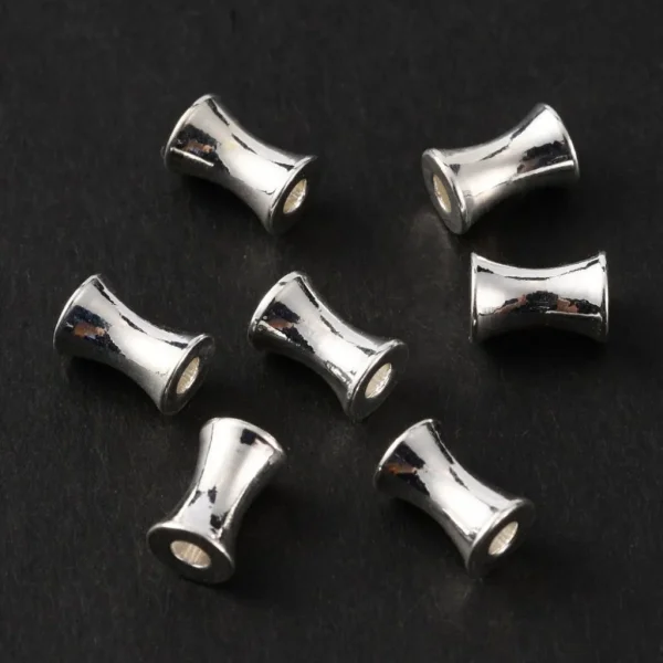 Brass silver plated beads bamboo shape | manik tembaga lapis silver