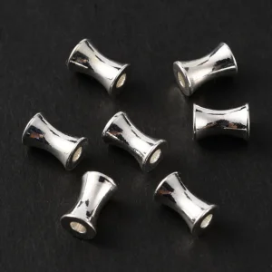 Brass silver plated beads bamboo shape | manik tembaga lapis silver