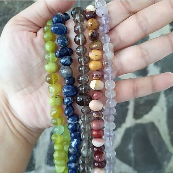 Natural tumbled nugget gemstone beads | Batu alam bentuk nugget