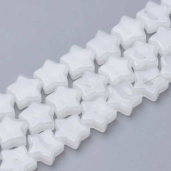 Natural white jade star shape beads (1pc)