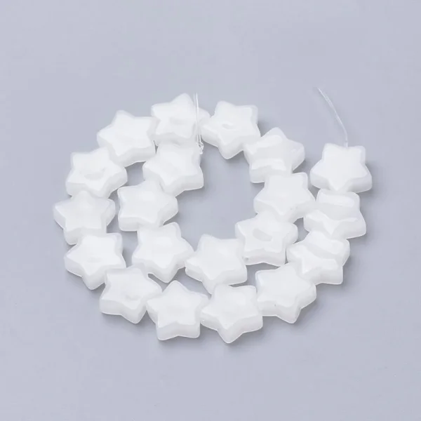 Natural white jade star shape beads (1pc)