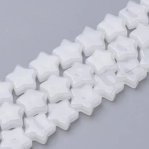 Natural white jade star shape beads (1pc)
