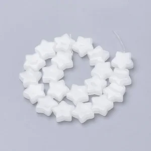 Natural white jade star shape beads (1pc)