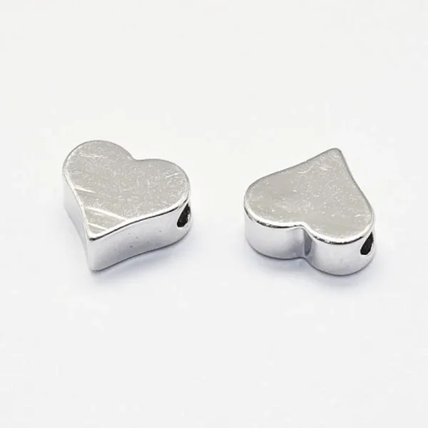 Platinum plated brass heart beads shape | manik platinum bentuk hati