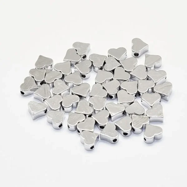 Platinum plated brass heart beads shape | manik platinum bentuk hati
