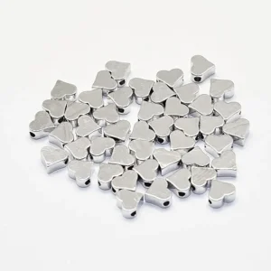 Platinum plated brass heart beads shape | manik platinum bentuk hati