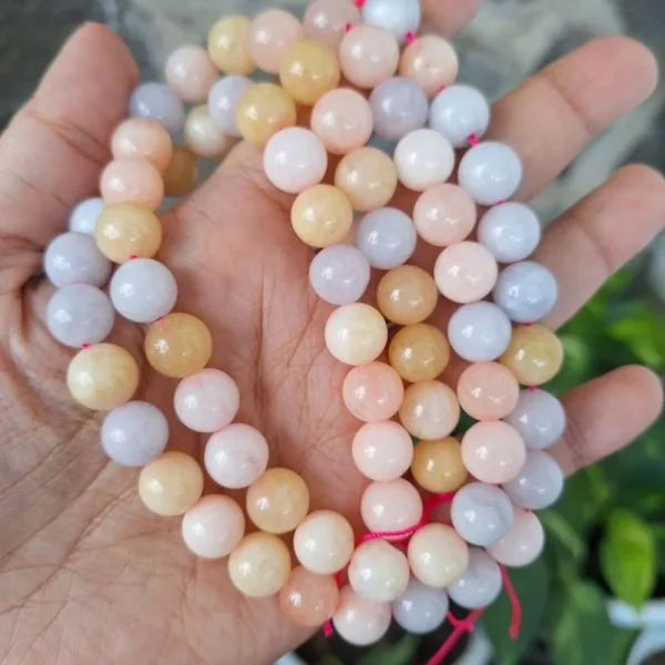 Natural morganite beryl round beads | manik batu alam beryl morganite