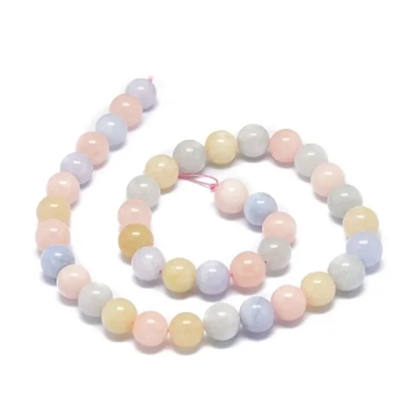 Natural morganite beryl round beads | manik batu alam beryl morganite