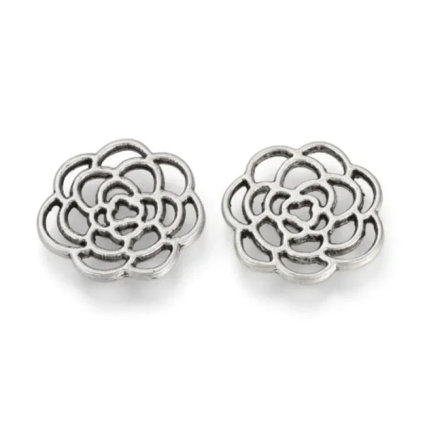 Metal alloy flower link connector charms