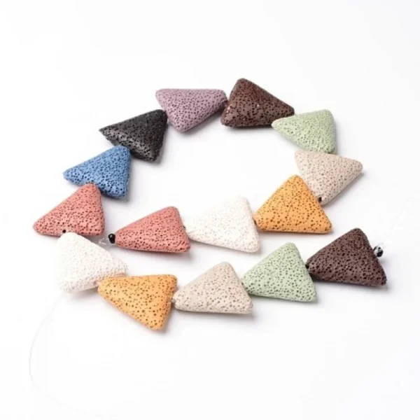 Triangle dyed lava beads