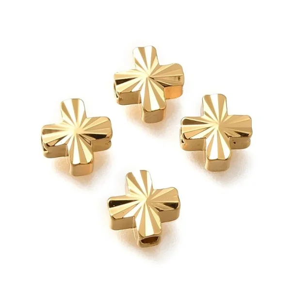 18k gold plated cross spacer beads | manik bentuk salib atau +