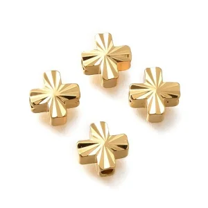 18k gold plated cross spacer beads | manik bentuk salib atau +