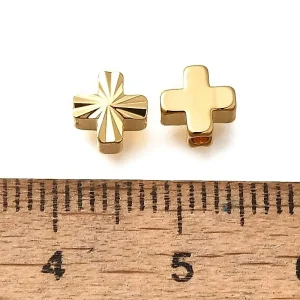 18k gold plated cross spacer beads | manik bentuk salib atau +