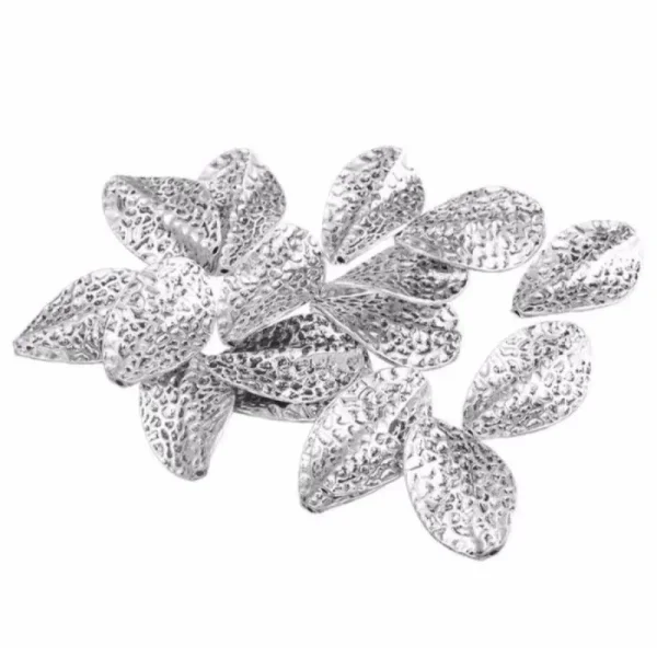 Metal alloy antik silver leaf beads | manik alloy bentuk daun